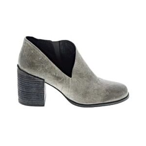 Free People Terrah Ankle Boots Distressed Leather Block Heel Booties Grey